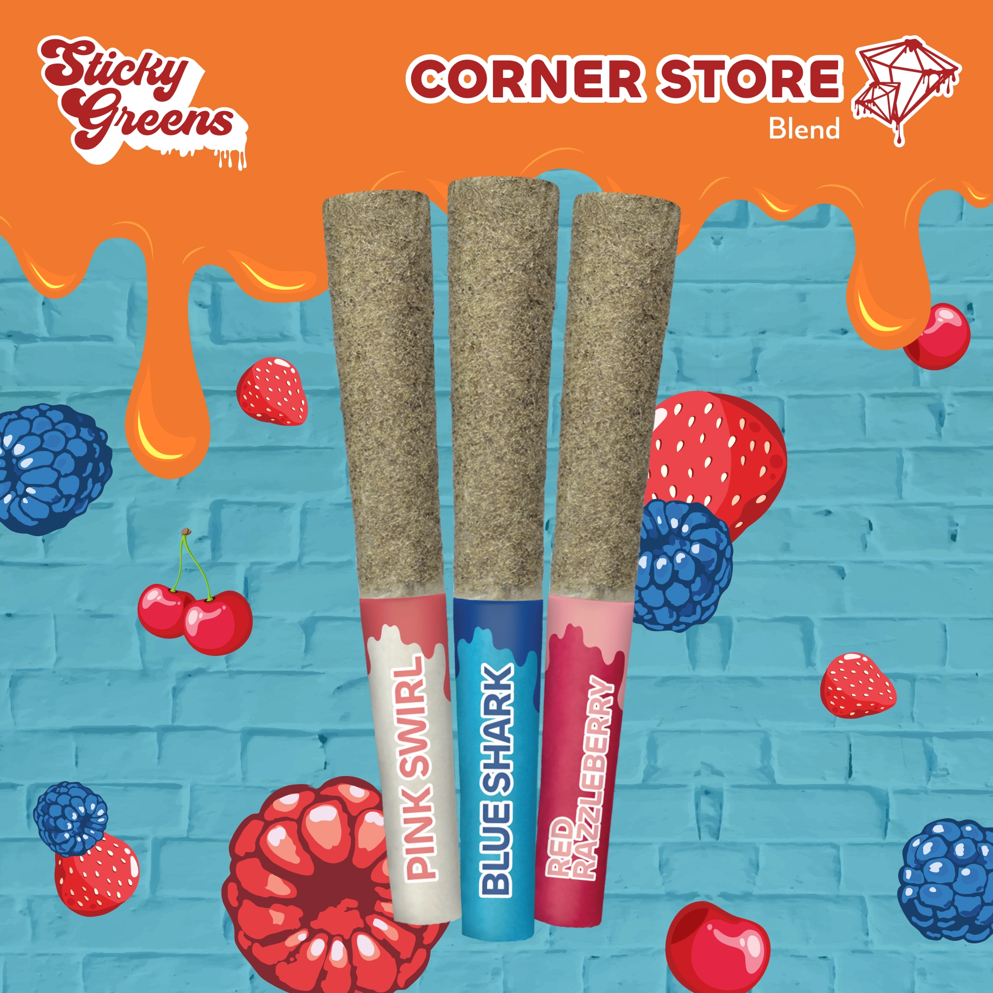 Corner Store Variety Pack 3 x 0.5g Kief Coated Liquid Diamond Infused PreRolls
