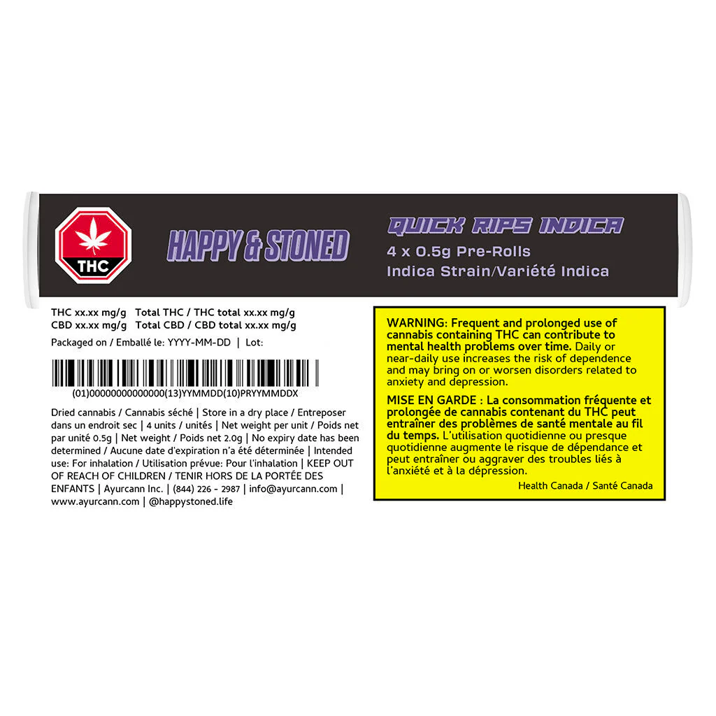 Happy & Stoned - Quick Rips Indica Pre-roll 4x0.5g