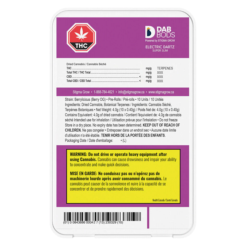 Berrylicious Electric Dartz 10x0.4g Super Slim PreRolls  10x