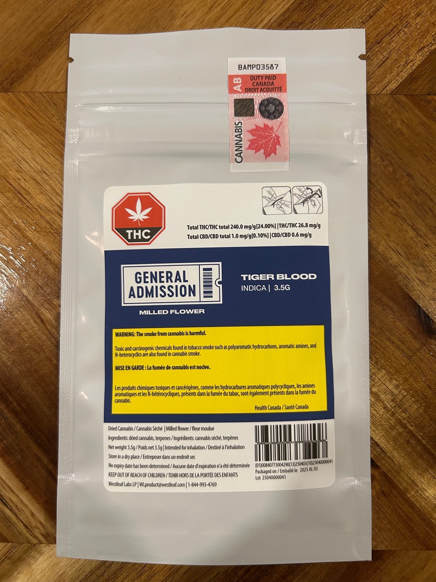 Tiger Blood 3.5g Milled Flower