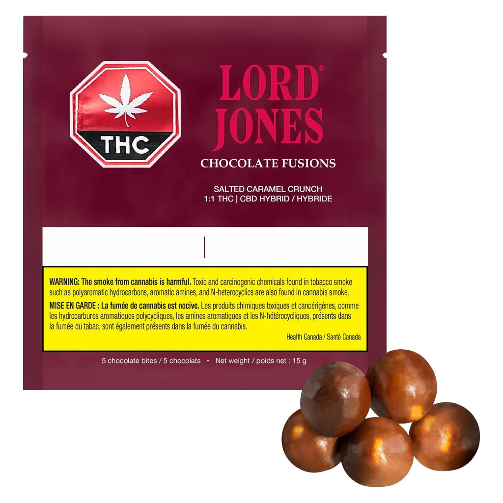 Lord Jones Chocolate Fusions Salted Caramel Crunch 1:1 THC CBD Chocolates