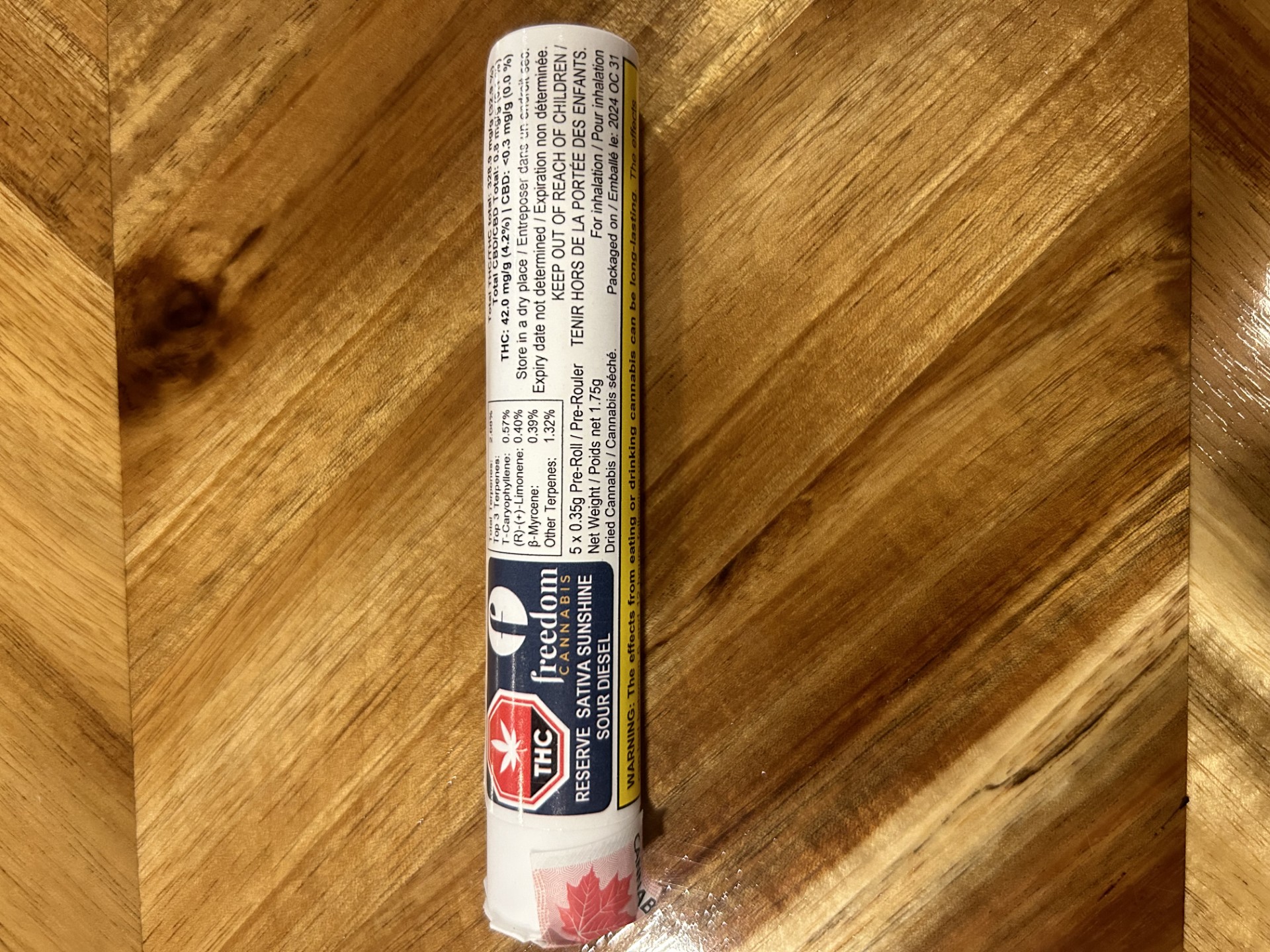 Product image Freedom Reserve Sativa  Sunshine 5 x 0.35g PreRolls  5 x 1